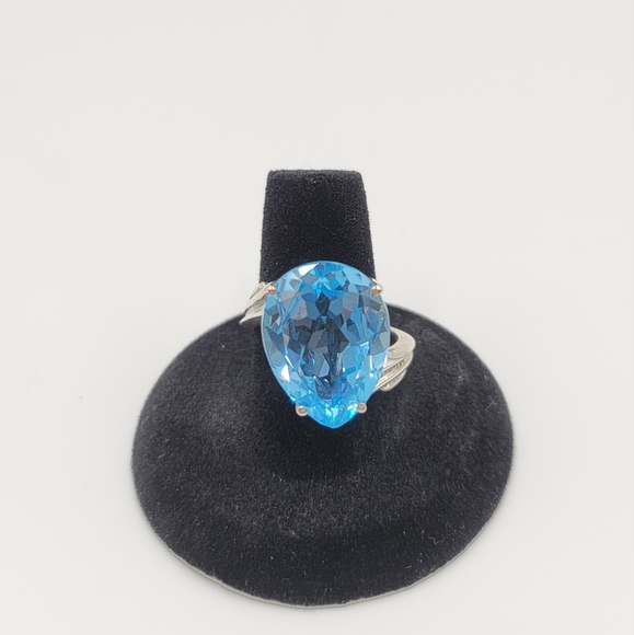 Vtg sterling silver and blue cubic zirconia ring - Picture 3 of 13